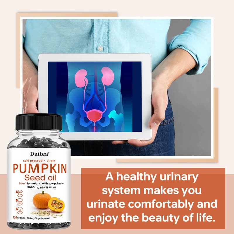 Bottle of pumpkin seed oil and saw palmetto supplement — image 6