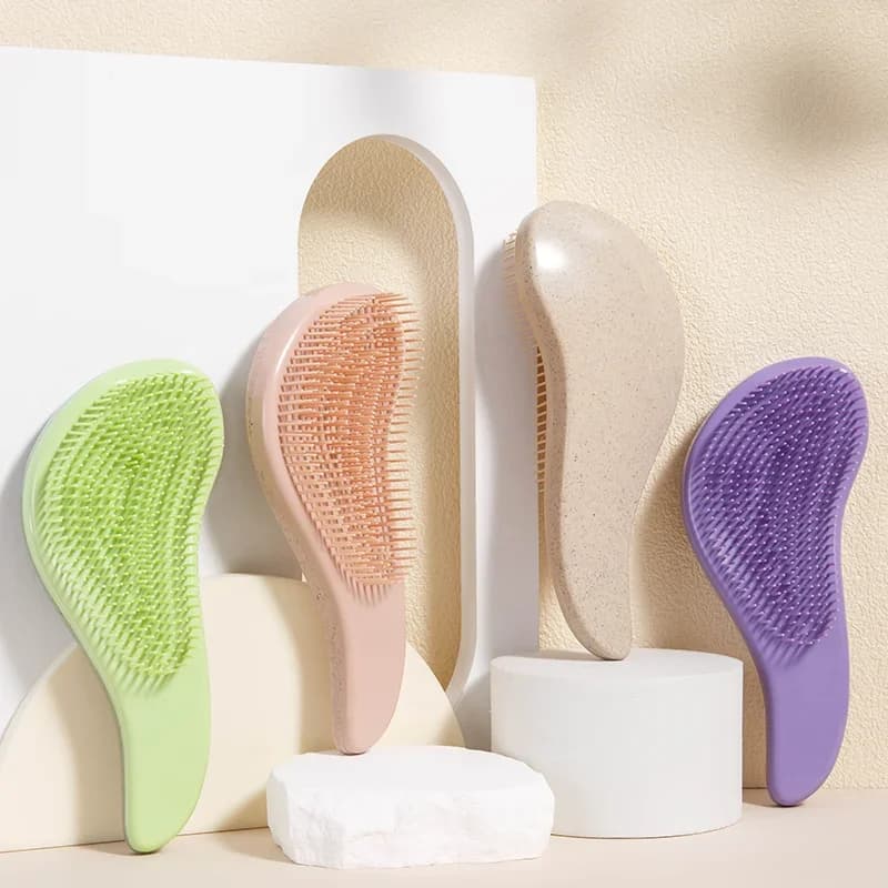soft wheat straw detangling hairbrush with scalp massager — image 1