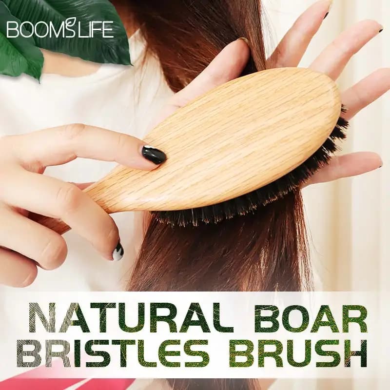 boar bristle hair brush with wooden handle — image 4