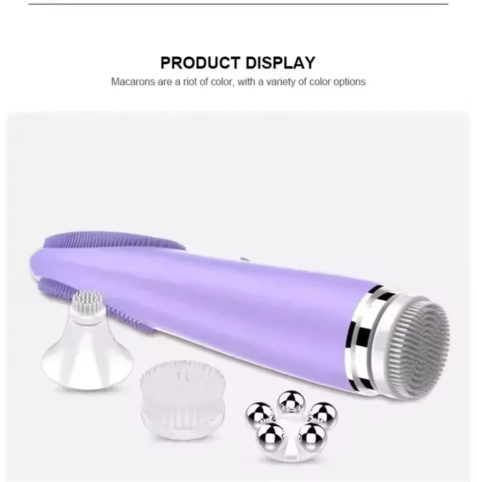 warm multifunction facial cleansing brush with interchangeable heads — image 4