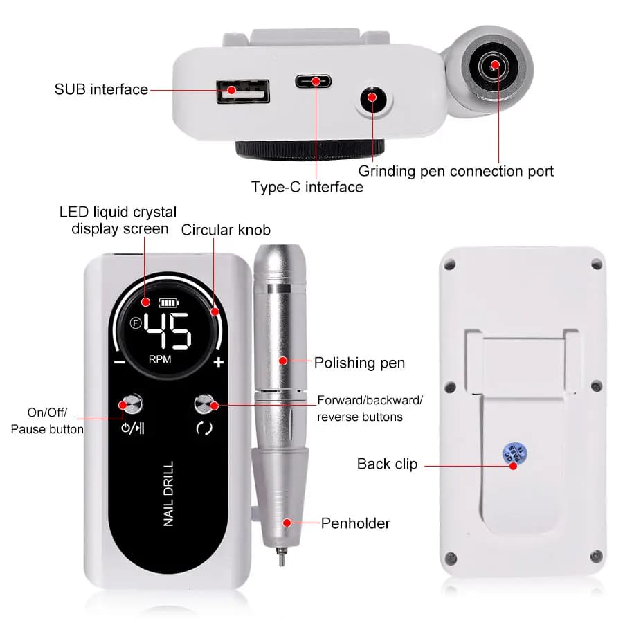 Rechargeable electric nail file with high‑speed motor — image 5