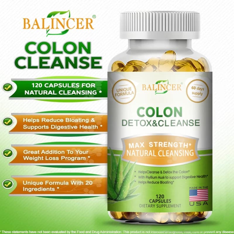 Balincer colon cleanse supplement bottle with capsules — image 2