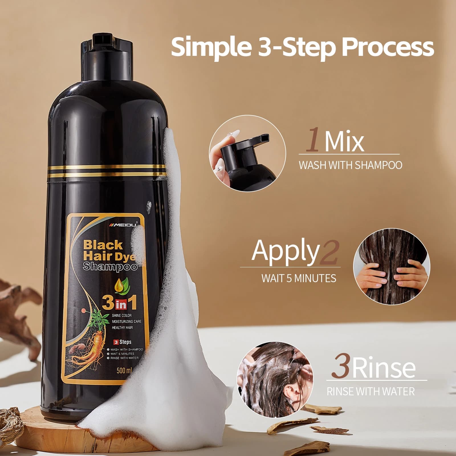 3-in-1 hair dye shampoo bottle — image 4