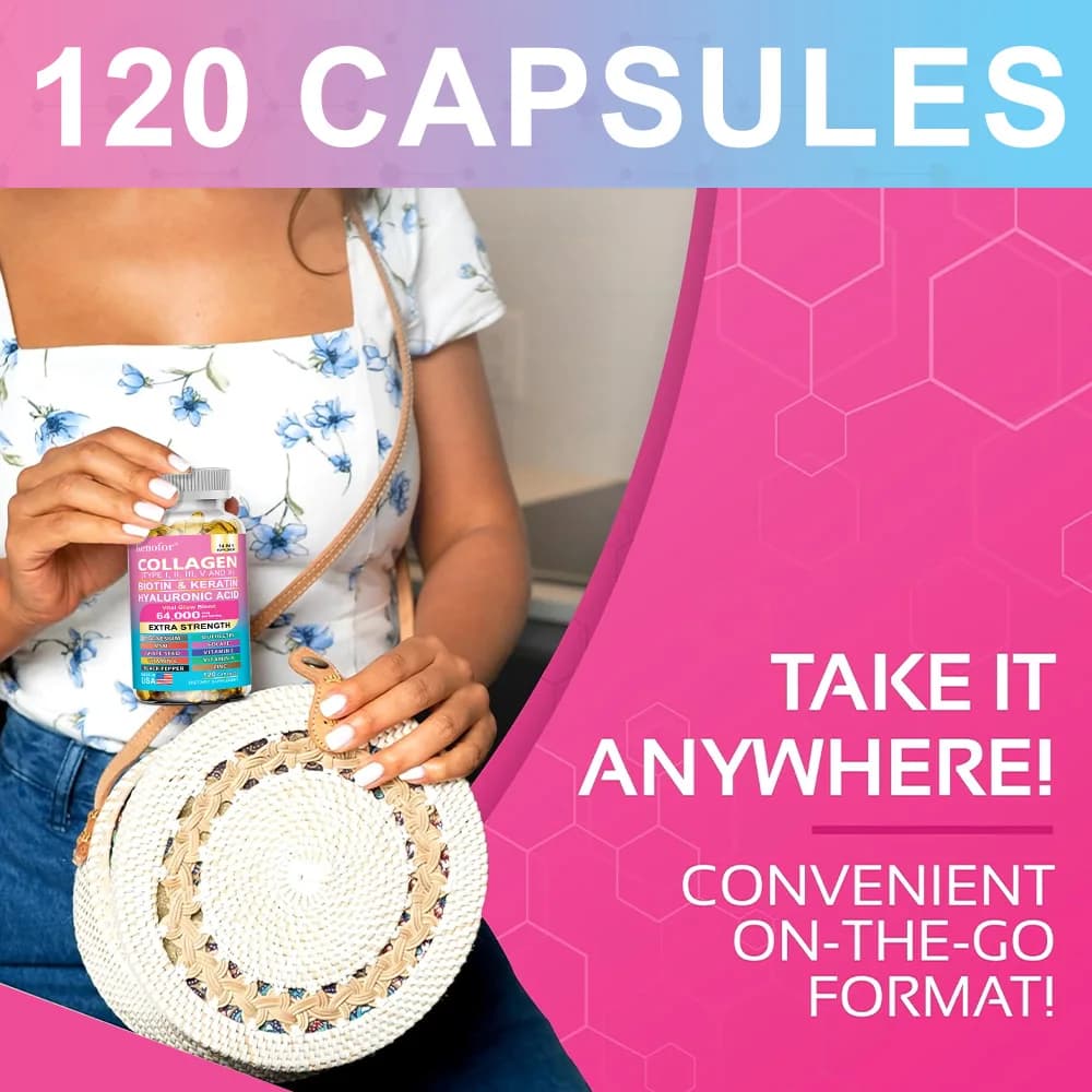 bottles of collagen capsules with biotin and keratin — image 5