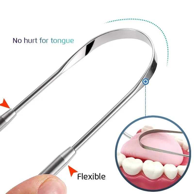 Stainless steel tongue scraper set — image 3