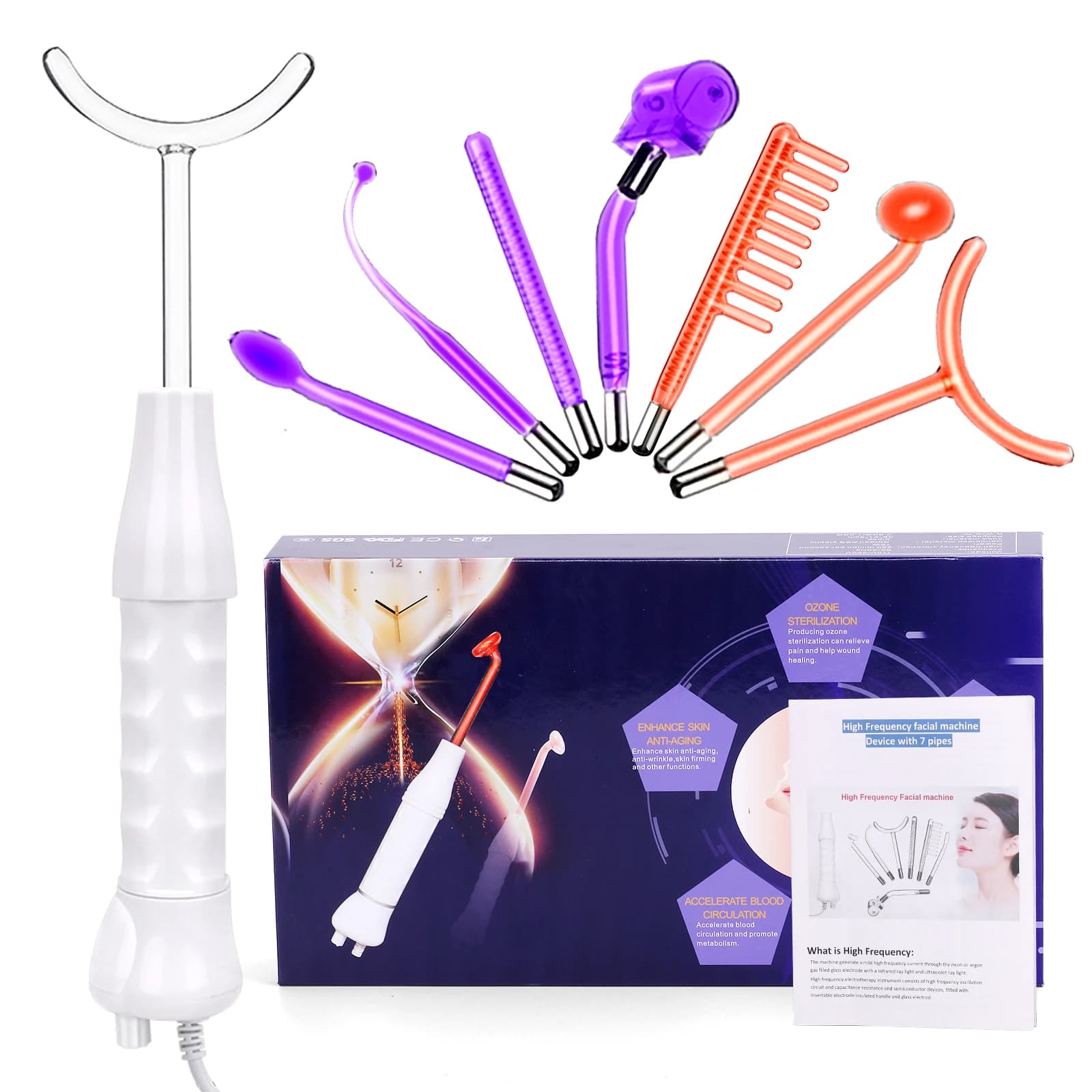7-in-1 High Frequency Facial Electrotherapy Wand
