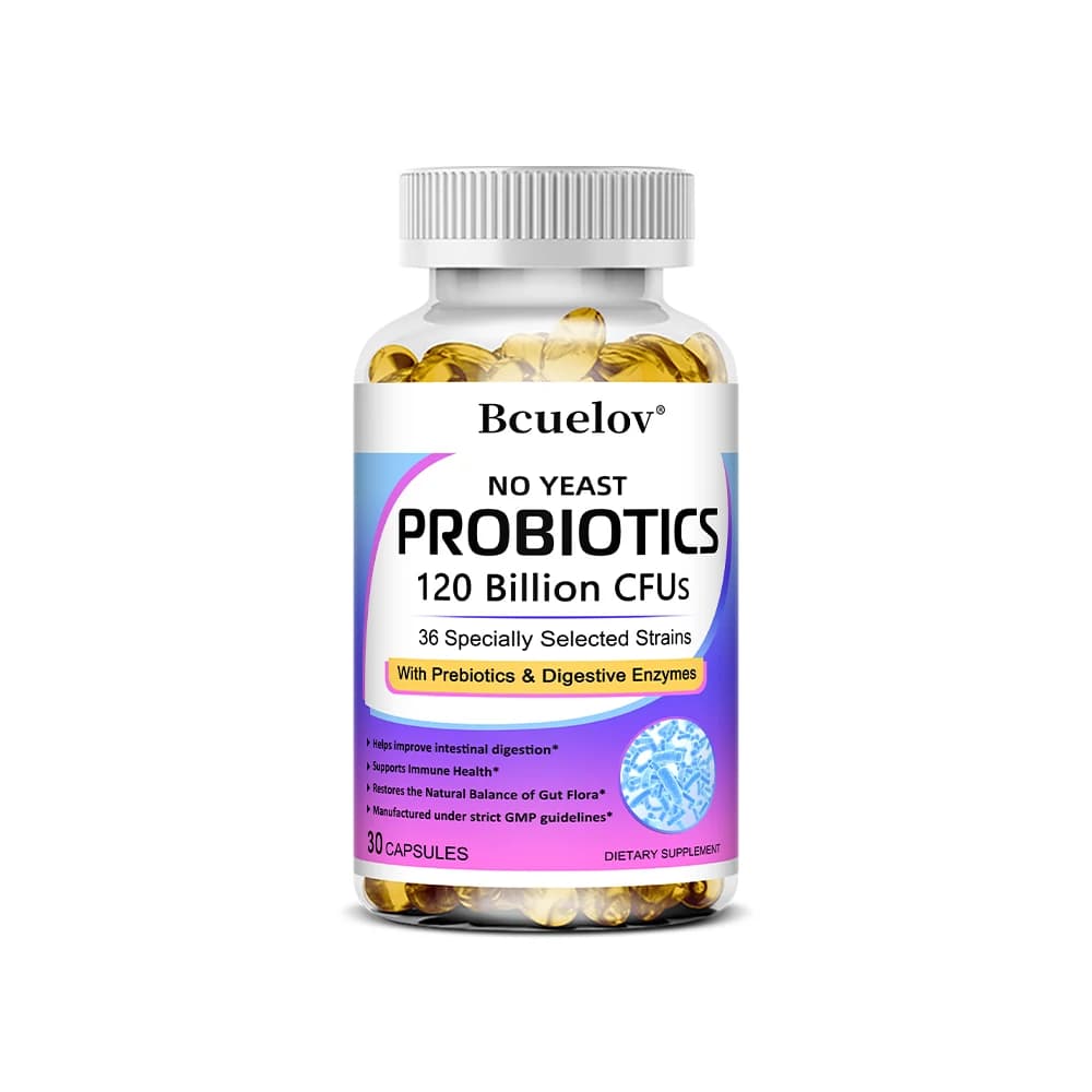 bottle of probiotic capsules with prebiotics and enzymes — image 8