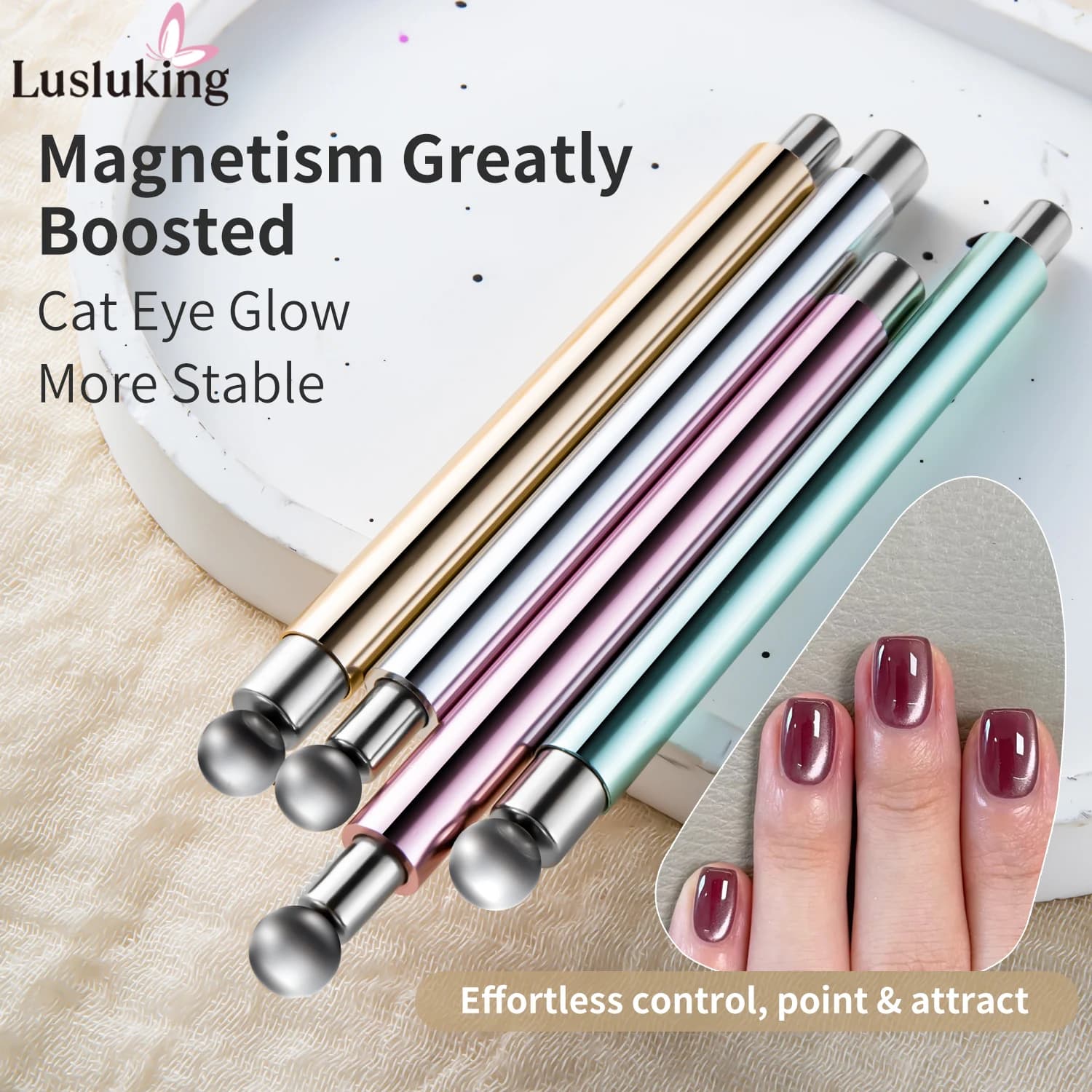 magnetic cat eye nail art tool with ball — image 1