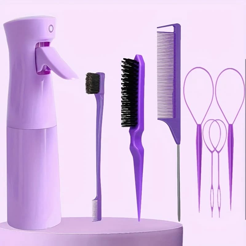 Complete hair styling set with spray bottle and brushes — image 1
