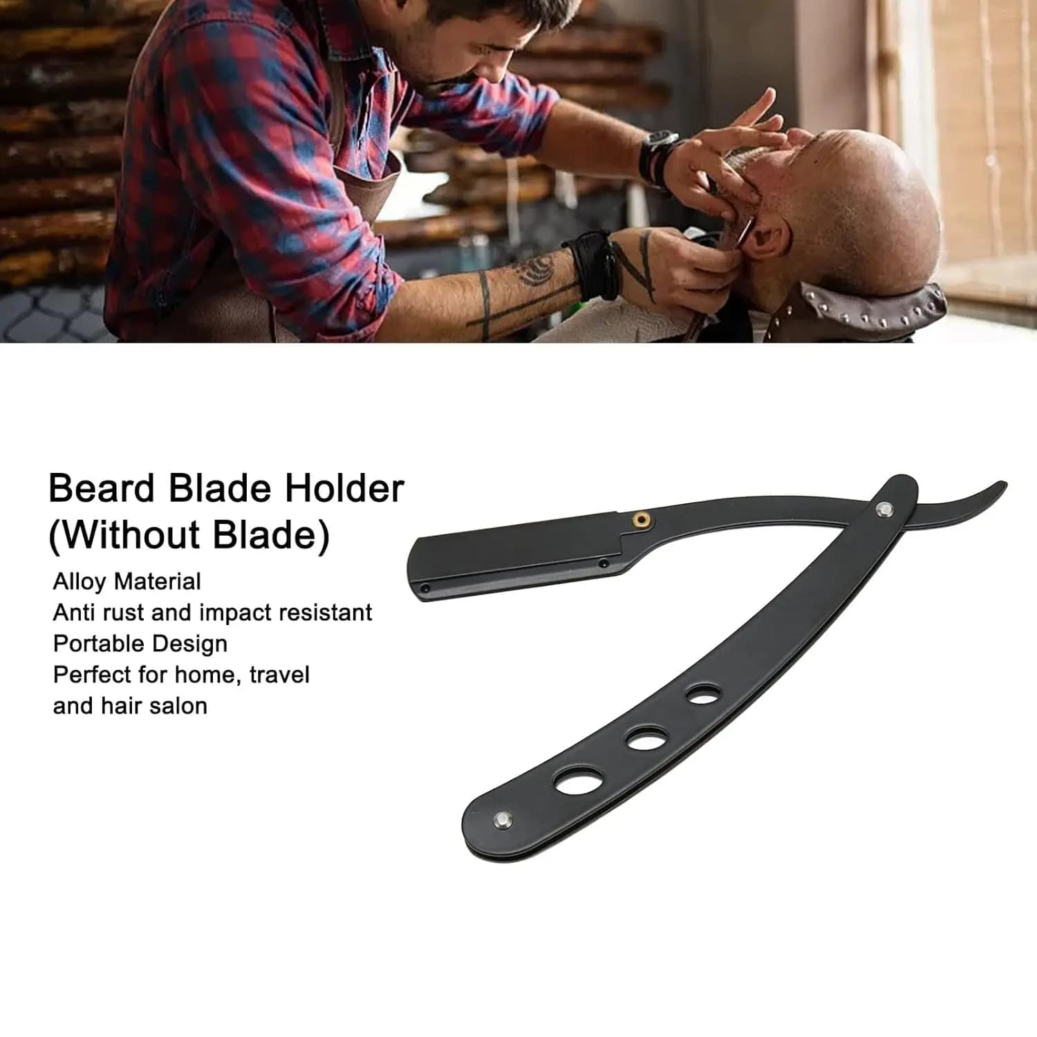 folding manual straight shaver — image 4
