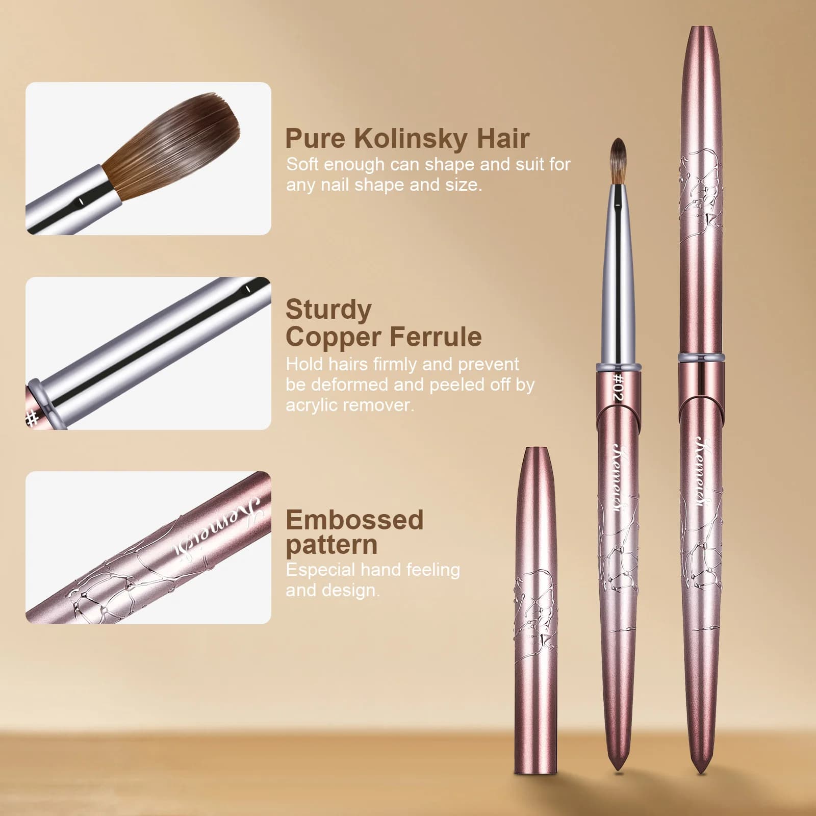 Kolinsky Hair Bristle Nail Brush – Round Shape
