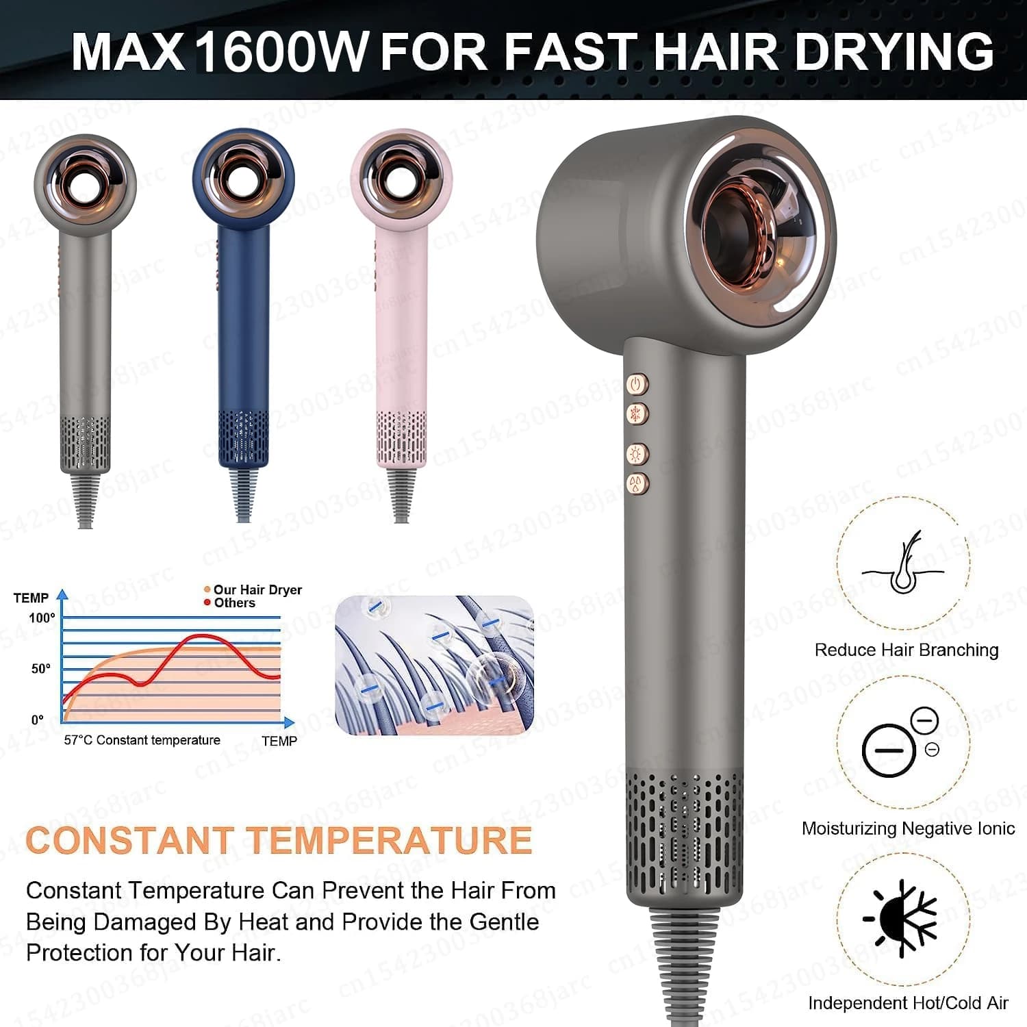 leafless hair dryer with negative ion technology — image 3