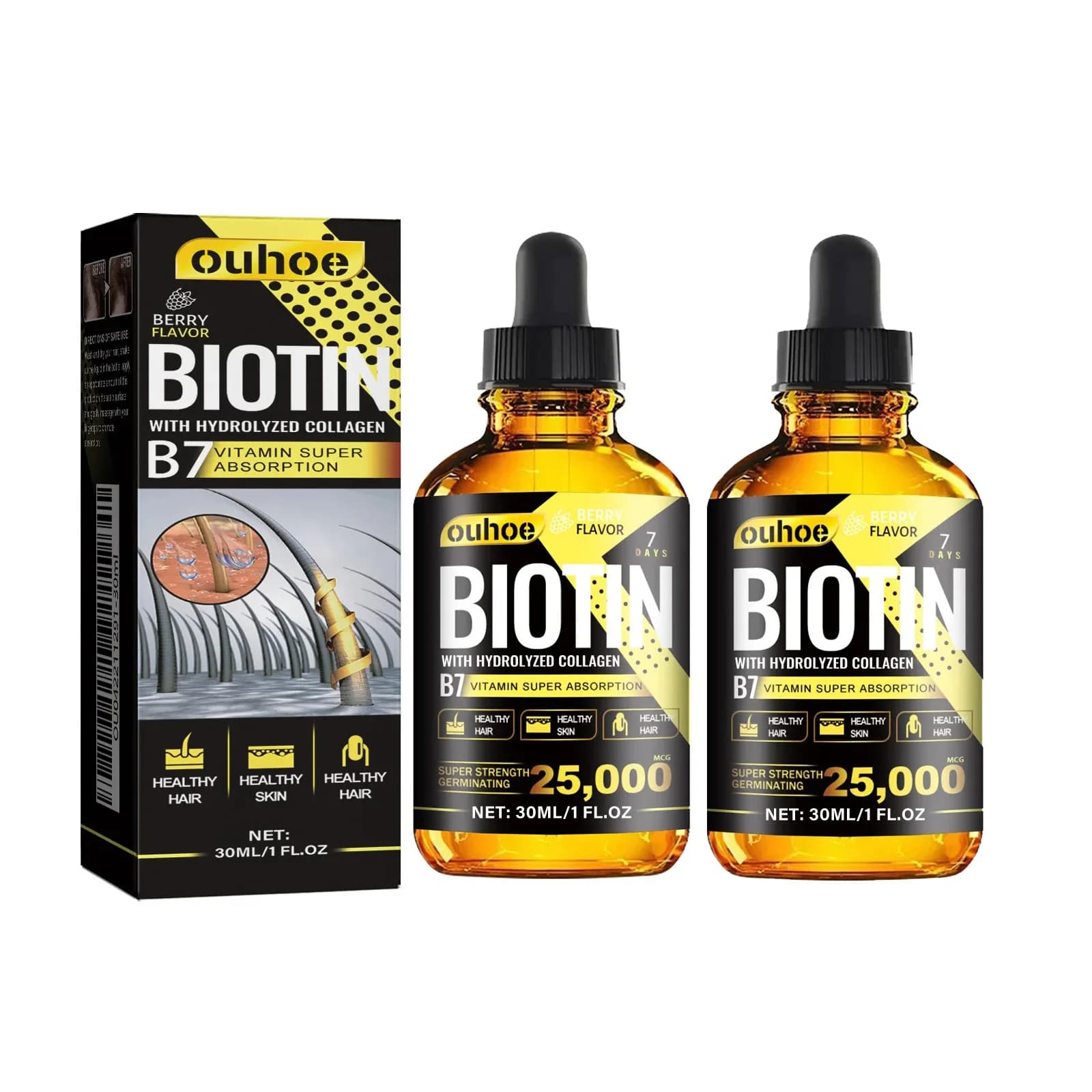 Collagen and vitamin B7 hair growth essential oil bottle — image 8