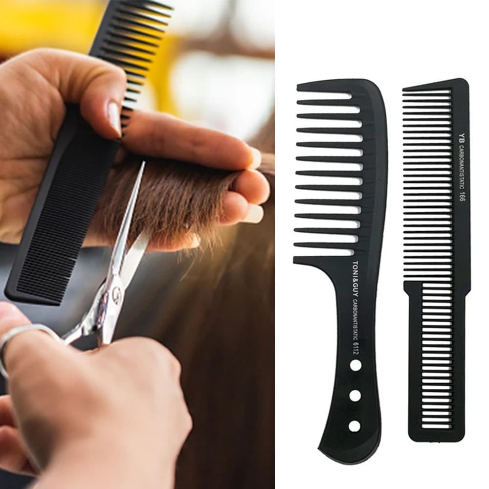 black flattop wide-tooth hair cutting comb — image 2