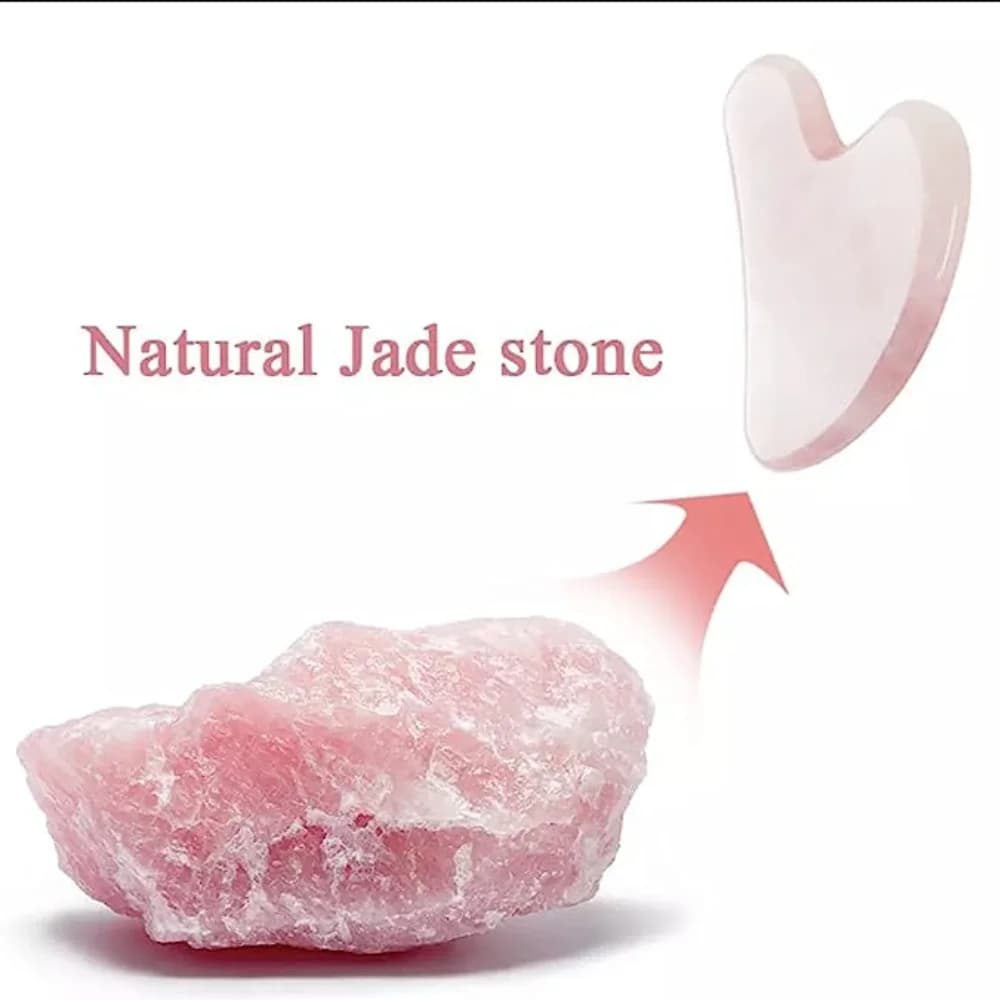 Rose quartz gua sha facial massage tool — image 5