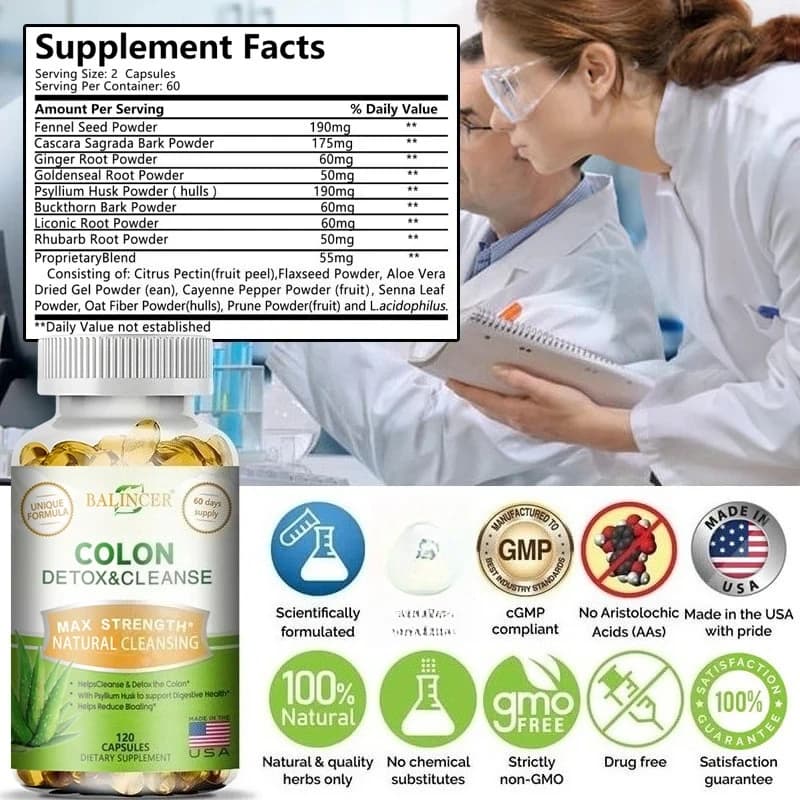 Balincer colon cleanse supplement bottle with capsules — image 6