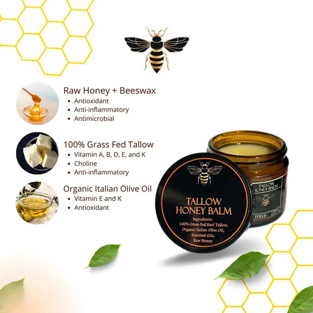 organic beef tallow balm with raw honey — image 3