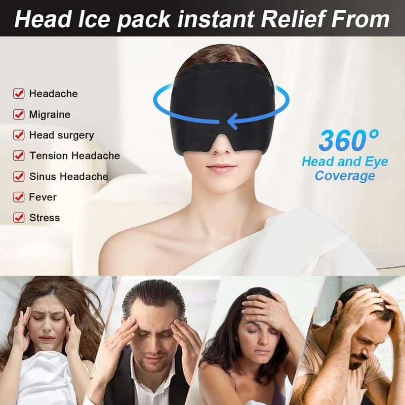 cold compress migraine relief hat with gel packs — image 6