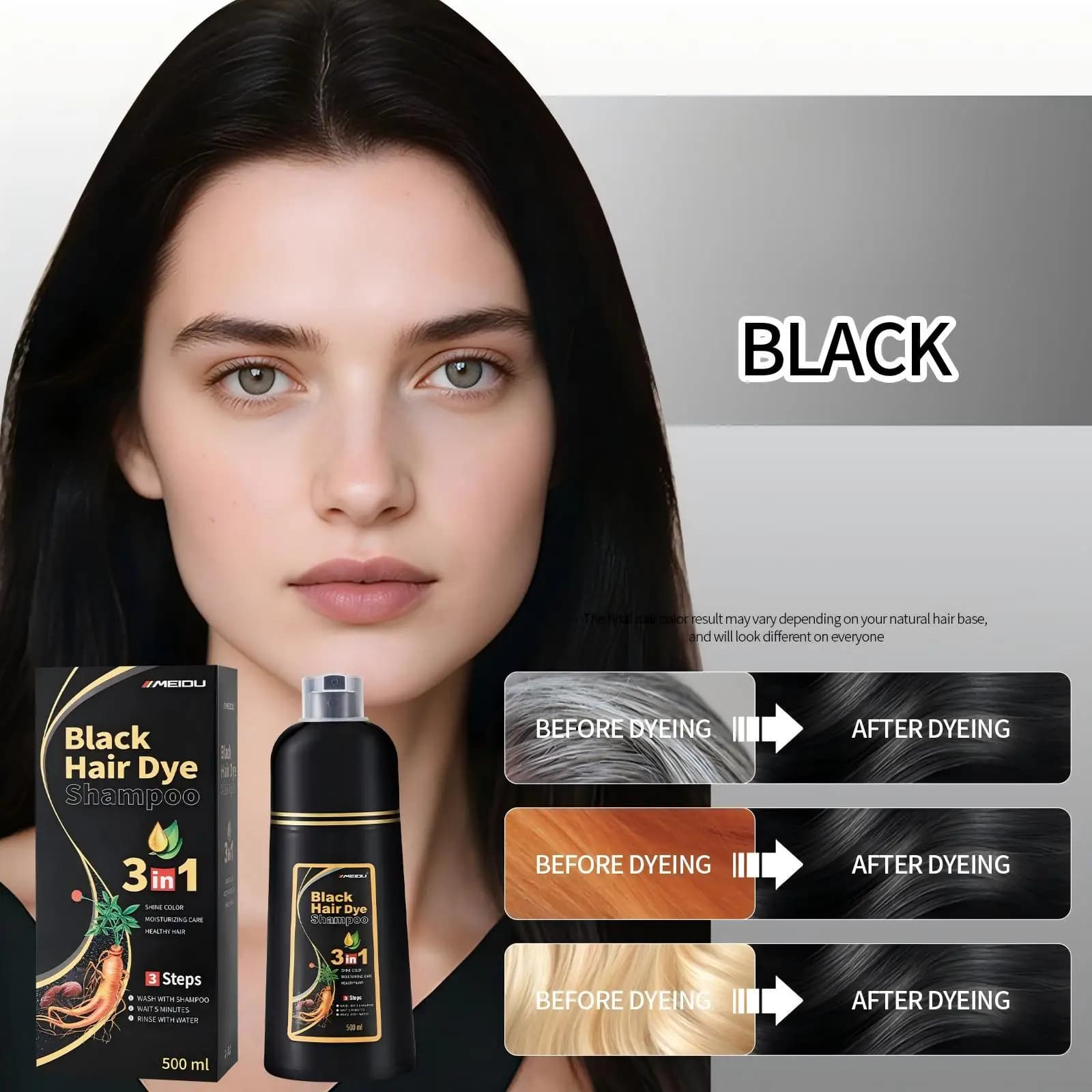 3-in-1 hair dye shampoo bottle — image 8