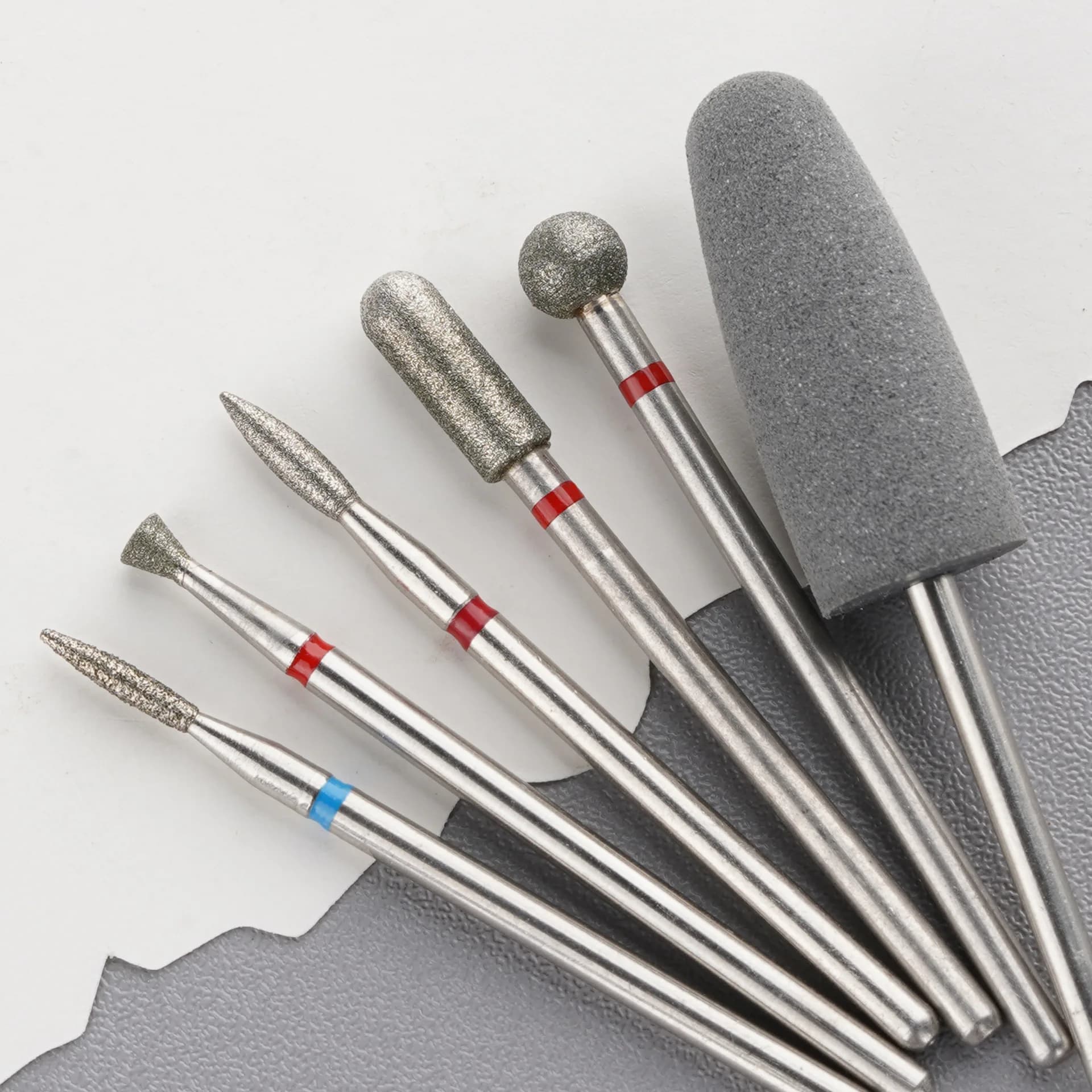 set of six diamond sand nail drill polishing bits — image 3