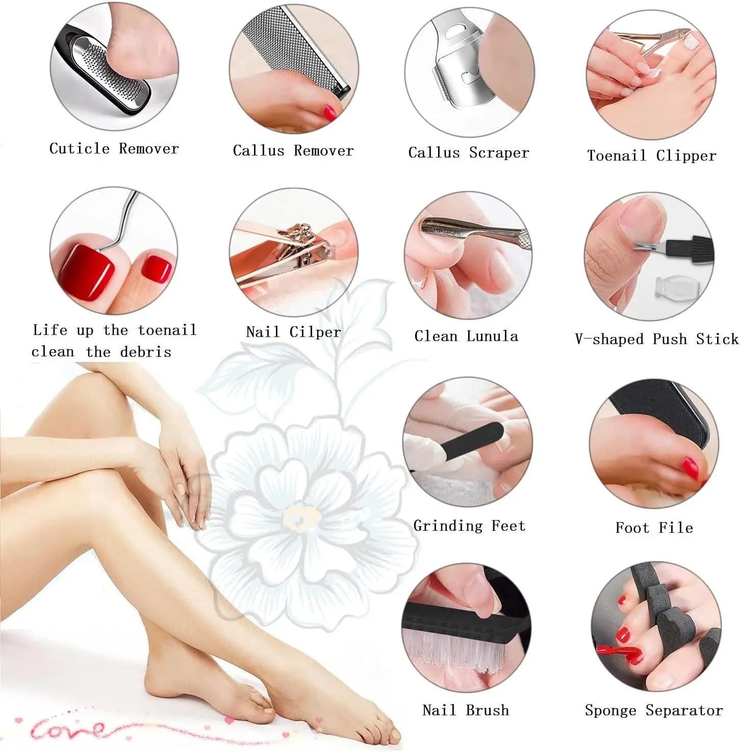Stainless steel pedicure tool set — image 3