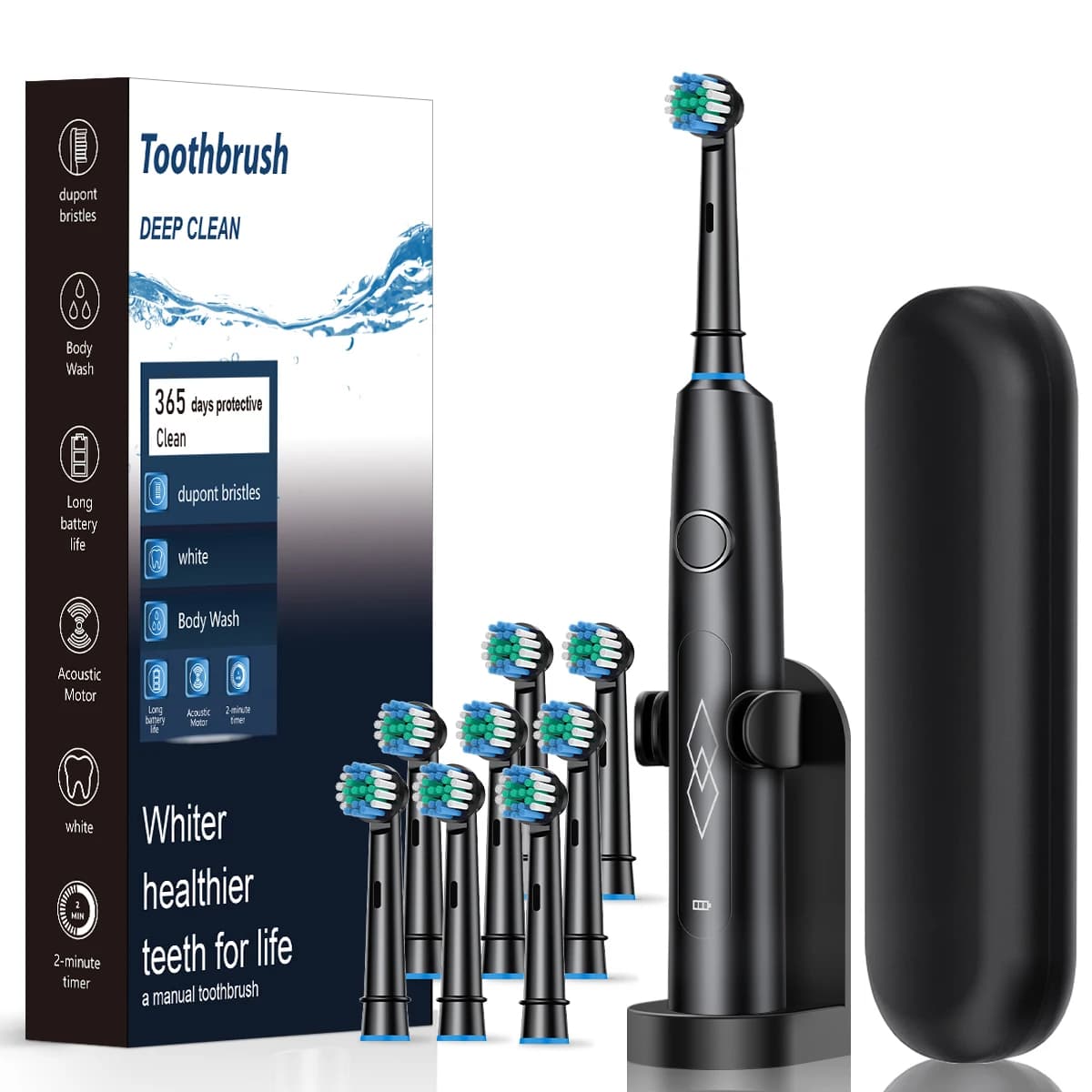 electric toothbrush with soft bristles and automatic cleaning head — image 1