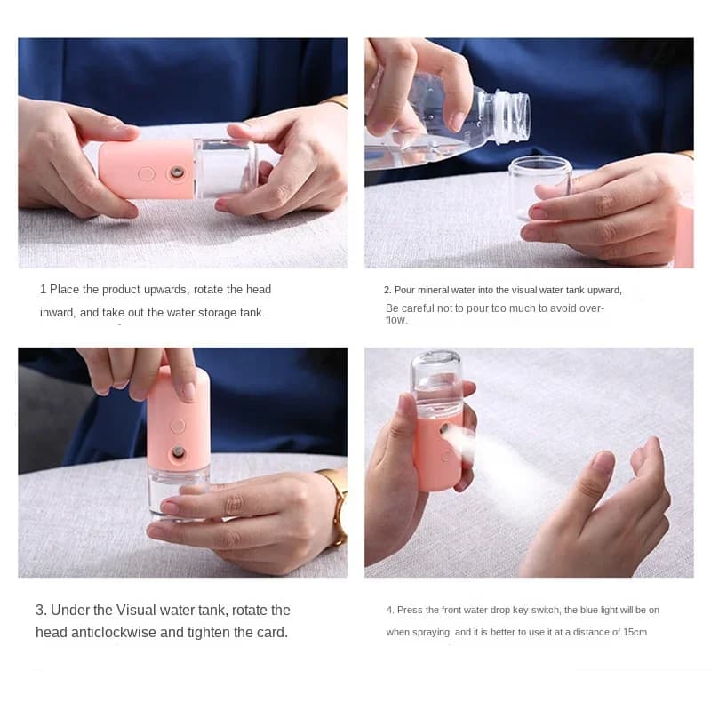 compact rechargeable facial steamer emitting nano mist — image 4