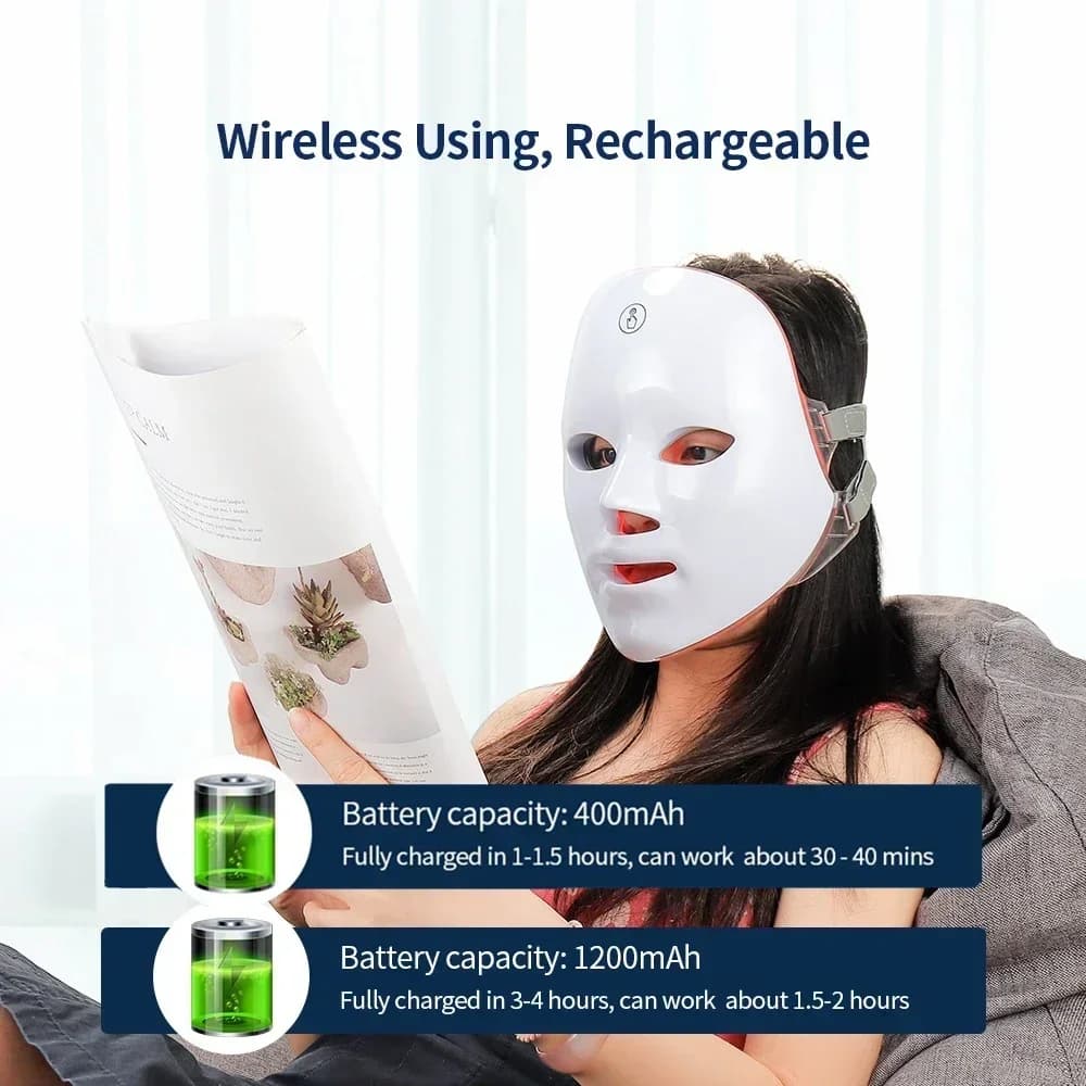 LED light therapy facial mask with seven color settings — image 4