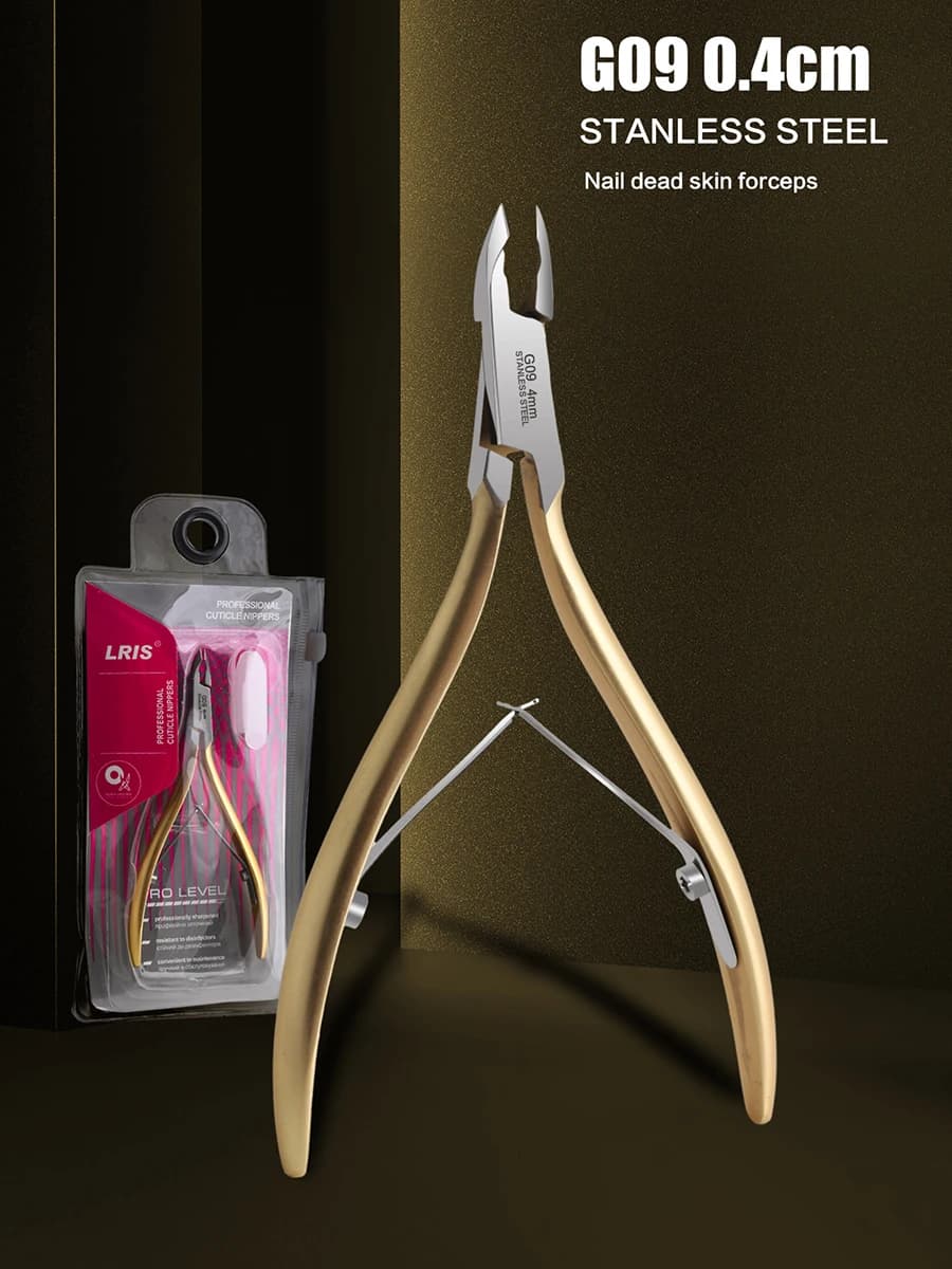Gold stainless steel exfoliating nail and dead skin scissors — image 1