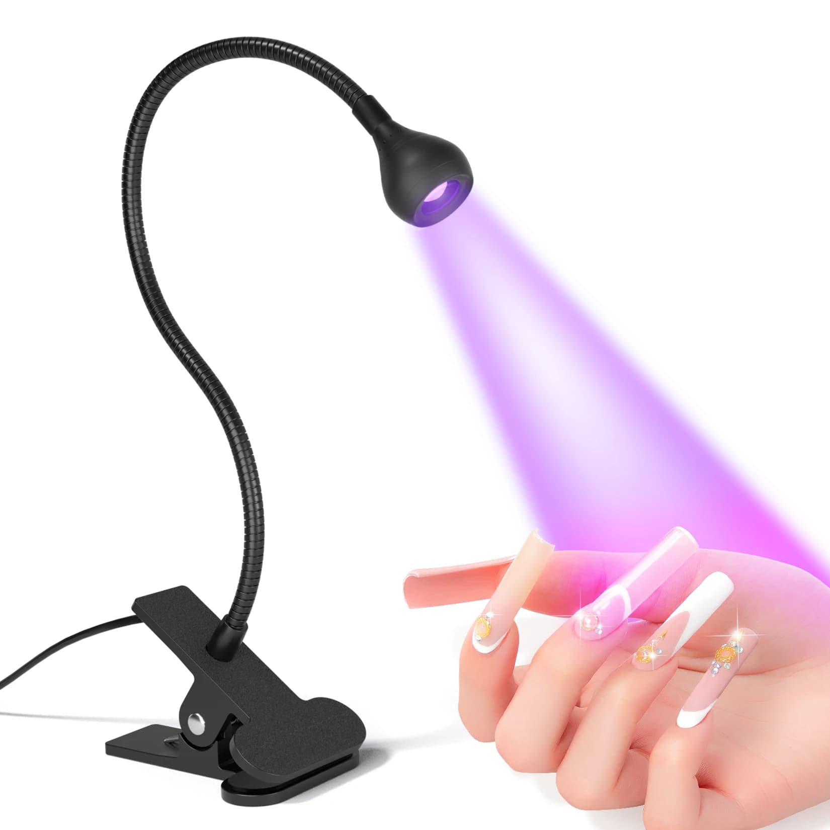 compact UV nail lamp with clip-on base — image 8