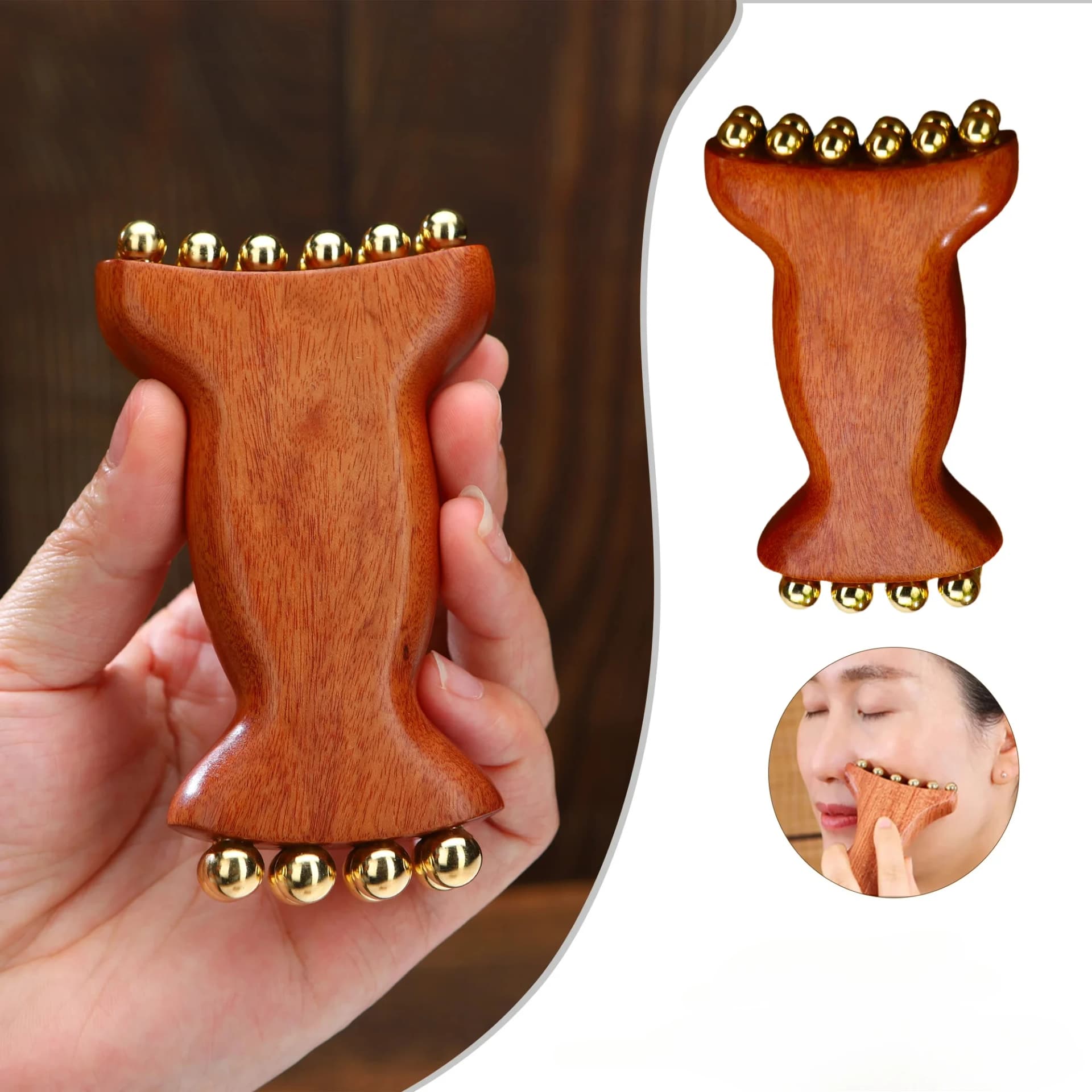 Copper Wood Lymphatic Face Massager