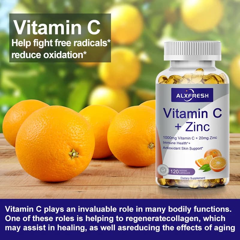 bottle of vitamin c with zinc capsules — image 6
