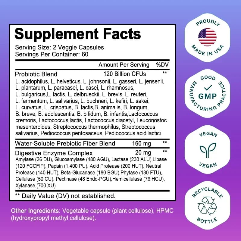 bottle of probiotic capsules with label showing 120 billion CFU — image 4