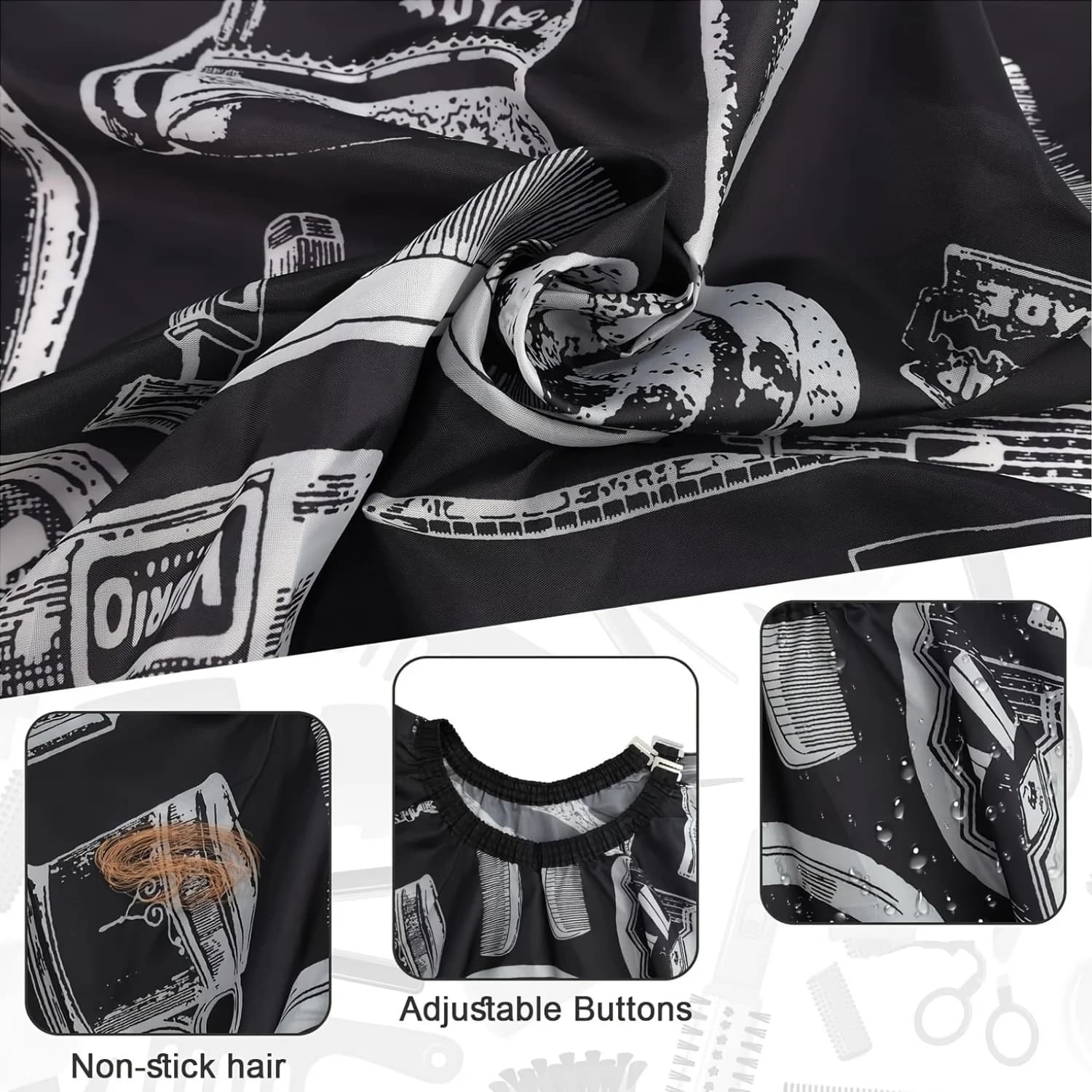 waterproof barber hair cutting cape with neck duster — image 2