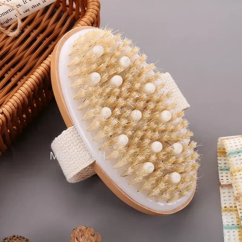 2-in-1 dry skin body massage brush with natural bristles — image 4