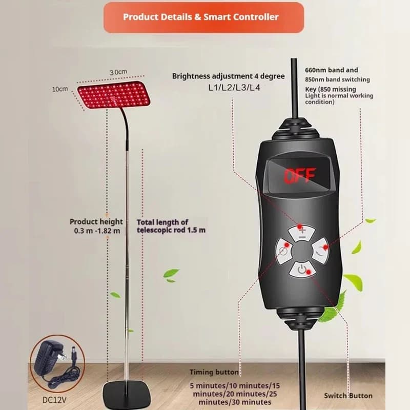 LED red light therapy panel with stand — image 6