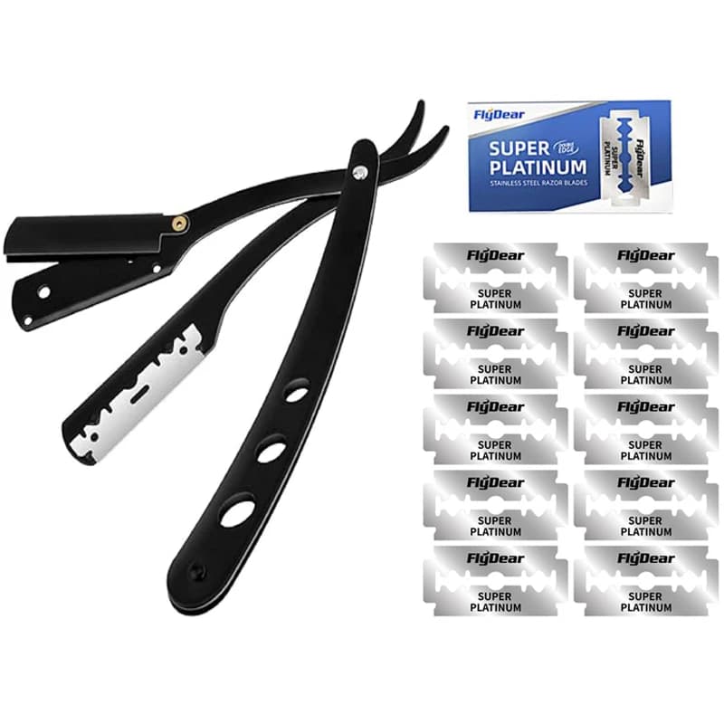 folding manual straight shaver — image 1