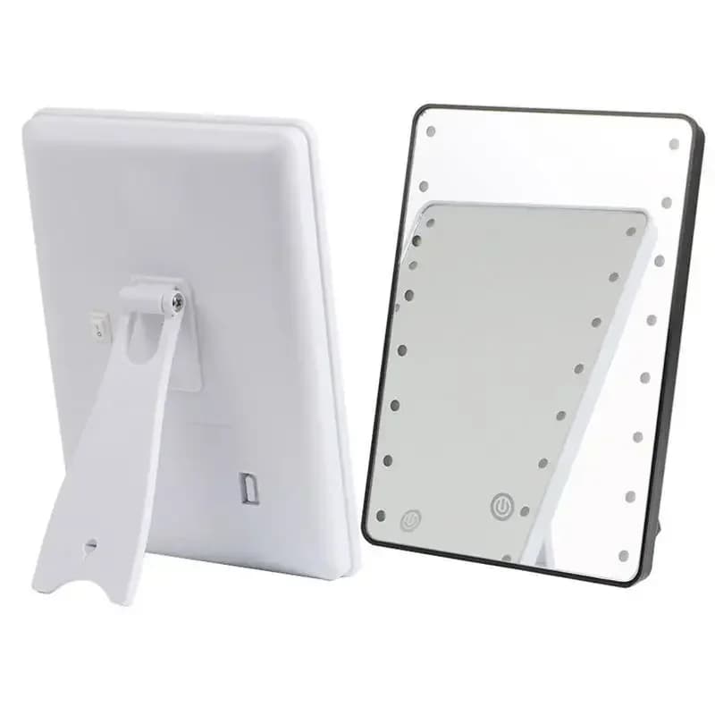 portable makeup mirror with 16 touch-adjustable LED lights — image 4