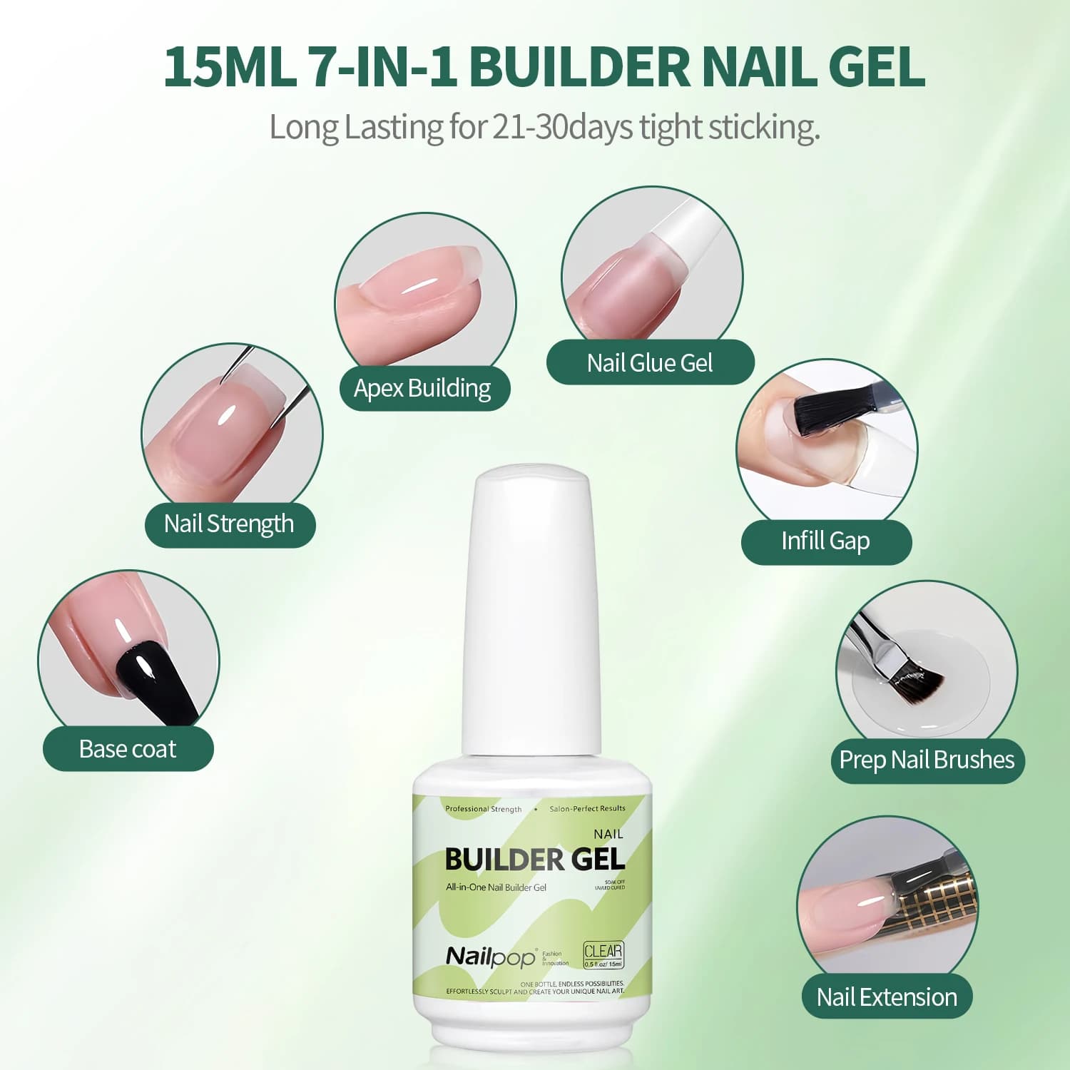 builder nail gel set with four colors in bottles — image 2