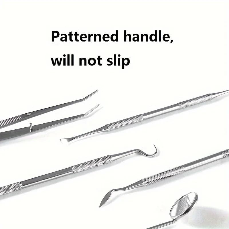 Stainless steel dental cleaning kit with interdental cleaners and toothpicks — image 3