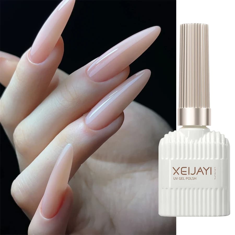nude pink glitter gel nail polish bottle — image 3