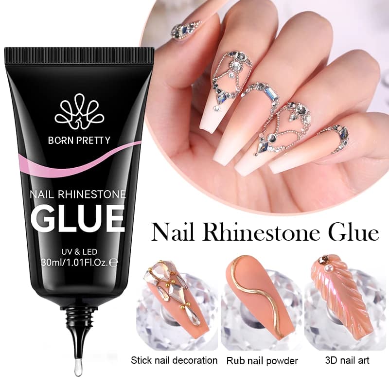 transparent nail gel polish for rhinestones — image 1