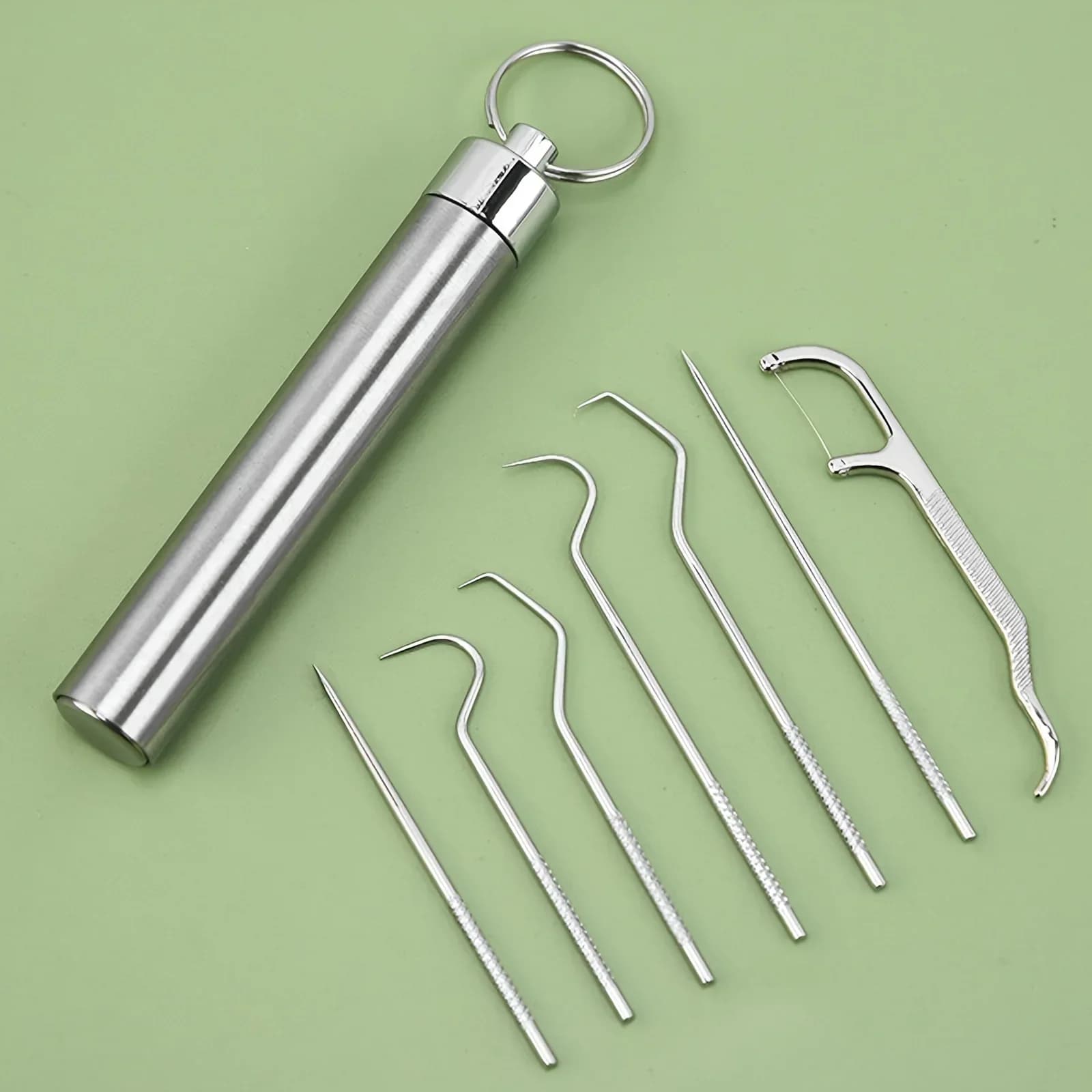 Reusable stainless steel toothpick set with portable case — image 3