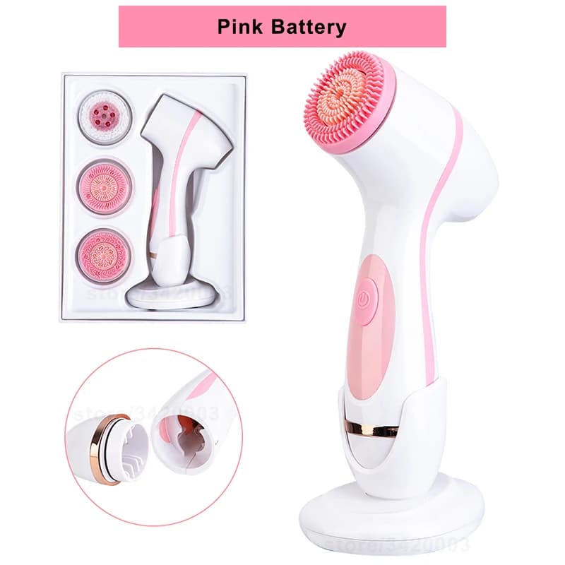 portable silicone facial cleansing brush with multiple heads — image 7