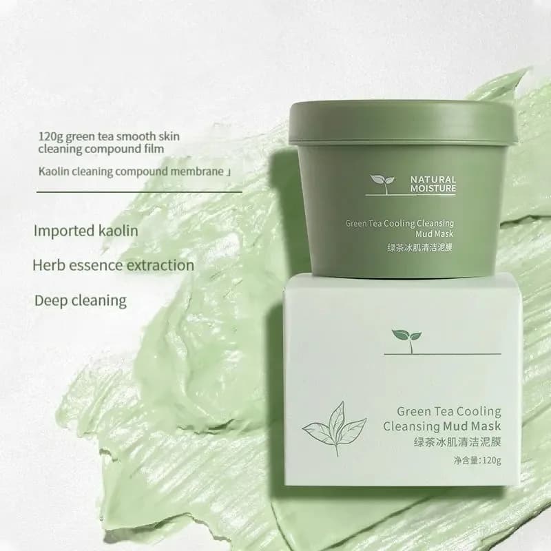 green tea ice mud mask in a jar — image 2