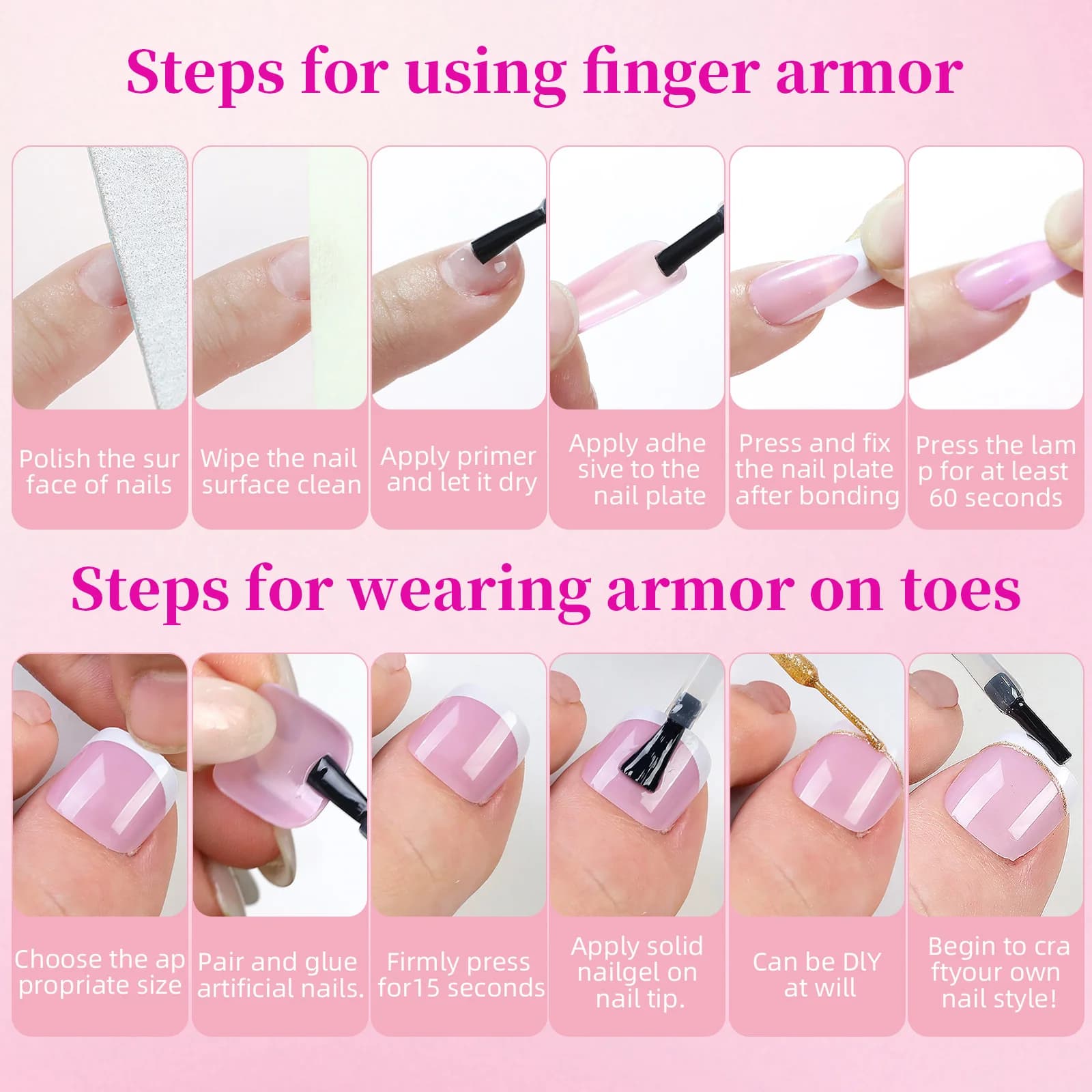 French square acrylic nail tips set for hands and feet — image 6