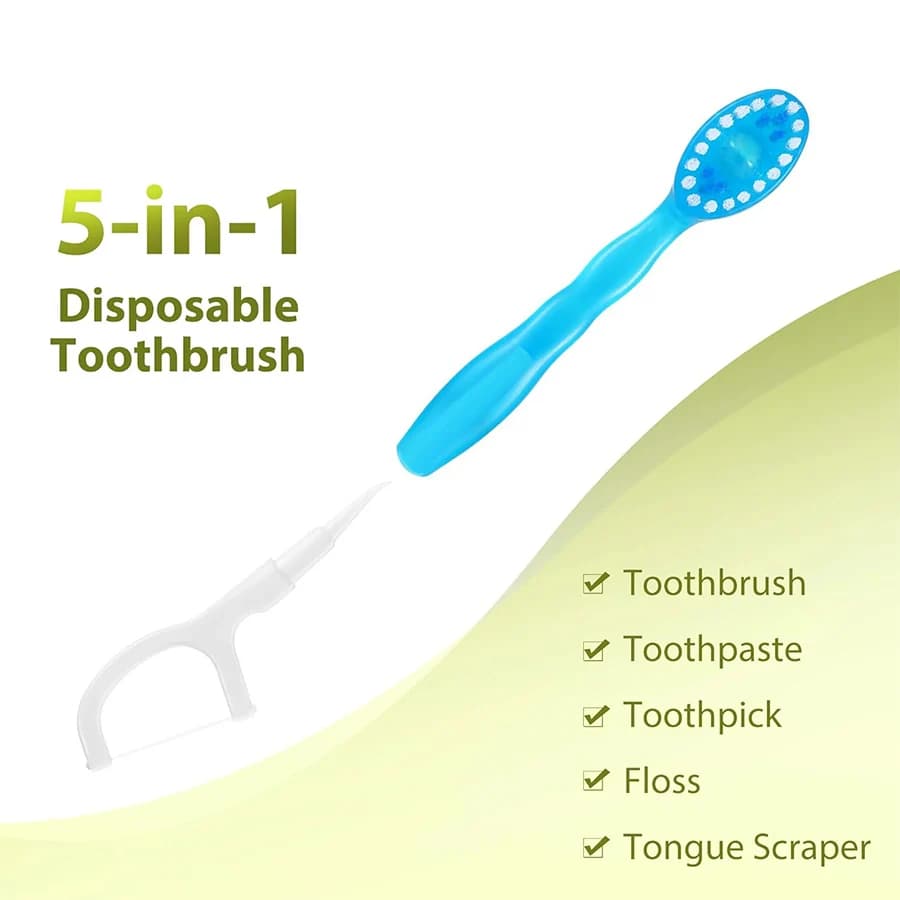 portable 5-in-1 dental care kit with toothbrush and floss — image 3