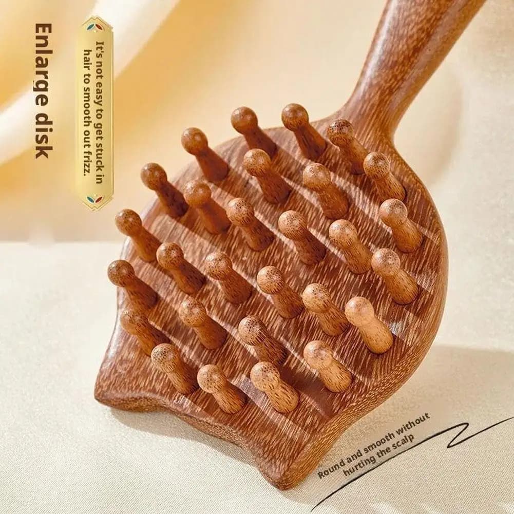 Sandalwood scalp massage comb with coarse teeth — image 4