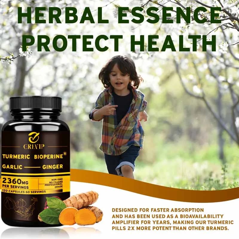 Bottle of turmeric ginger supplement with garlic and black pepper — image 4