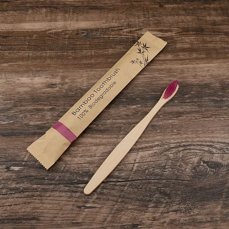 Set of 10 colorful bamboo toothbrushes with soft charcoal bristles — image 6